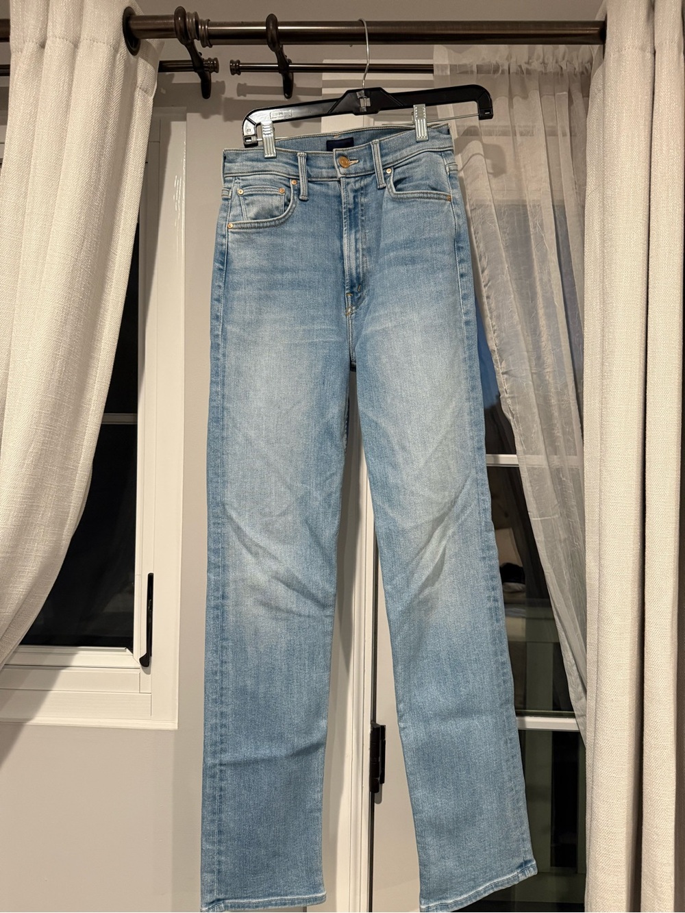 MOTHER Light Blue Denim Jeans with Copper Button